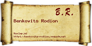 Benkovits Rodion névjegykártya